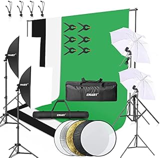 EMART 8.5 x 10 ft Backdrop Support System, Photography Video Studio Lighting Kit Umbrella Softbox Set Continuous Lighting for Photo Studio Product, Portrait and Video Shooting Photography