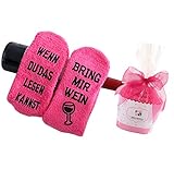 Wein-Socken, Geschenk für Frauen, zum Muttertag, WENN DU DAS LESEN KANNST BRING MIR WEIN, Geburtstagsgeschenk für Freundin, Geschenk für Mama, Schwester-Geschenk, Wein-Zubehör (Rosa)