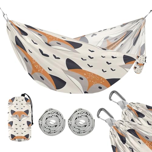 ATTX Fox Pattern Camping Hammock - Lightweight & Portable Hammocks, Heavy Duty 330lbs Capacity for Indoor, Hiking, Backpacking, Travel, Backyard, Beach#467