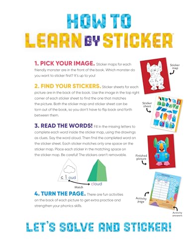 Image of Learn by Sticker: Beginning Phonics: Use Phonics to Create 10 Friendly Monsters!