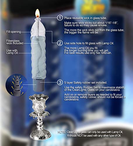 image for Ner Mitzvah Glass Paraffin Shabbat Candle Holder Cup and Wick – Twis