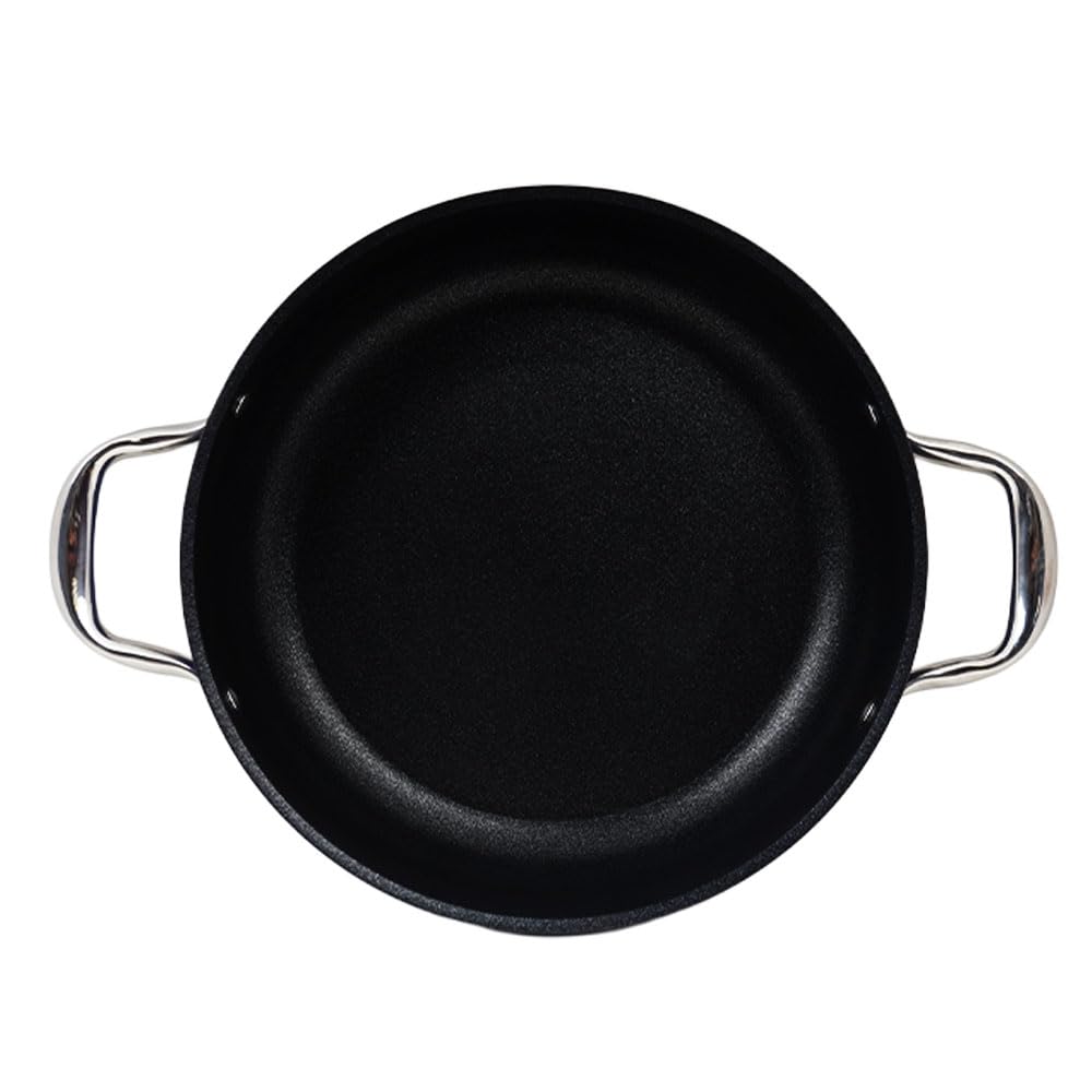 Leggno Master Titanium 24Cm Sığ Tencere, Çelik Kulp, Özel Çerçeveli Cam Kapak Metalik Mavi
