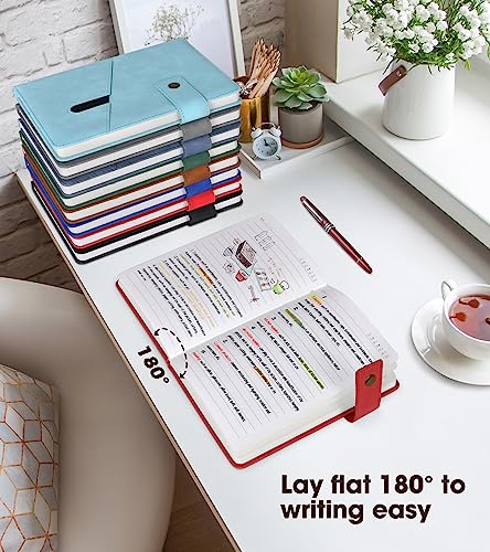 Image of Lined Journal Notebook with Pen, A5 Personalized Hardcover Leather Journal for Men Women, 200 Pages 100 GSM Thick Paper College Ruled Notebooks for Work Travel School Writing Diary 5.9 inch X 8.4 inch Red