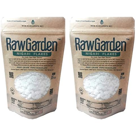 Raw Garden Nigari Flakes 16 oz (1 Lb) 2 Pack Food Grade Tofu Coagulant, Product of Czech Republic, or Israel. Cover