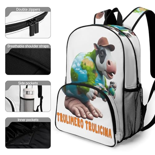 Trulimero-trulicina Merch Large Travel Backpack Italian-Brainrot Meme Waterproof Lightweight Daypack White 44x32x19cm3