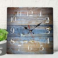 ArtSocket Wooden Wall Clock Silent Non Ticking, Brown Blue Wood Grain Crack Retro Contemporary 2