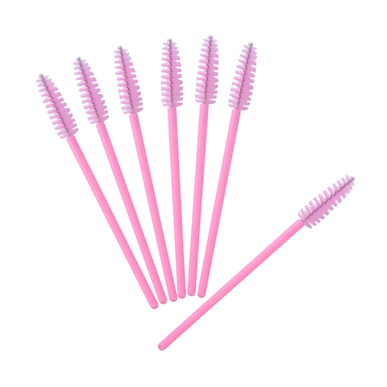 OSOLADY 50pcs Pink Solid Handle Disposable Mascara Wands for Separating Lashes Easy to Use Makeup Brushes