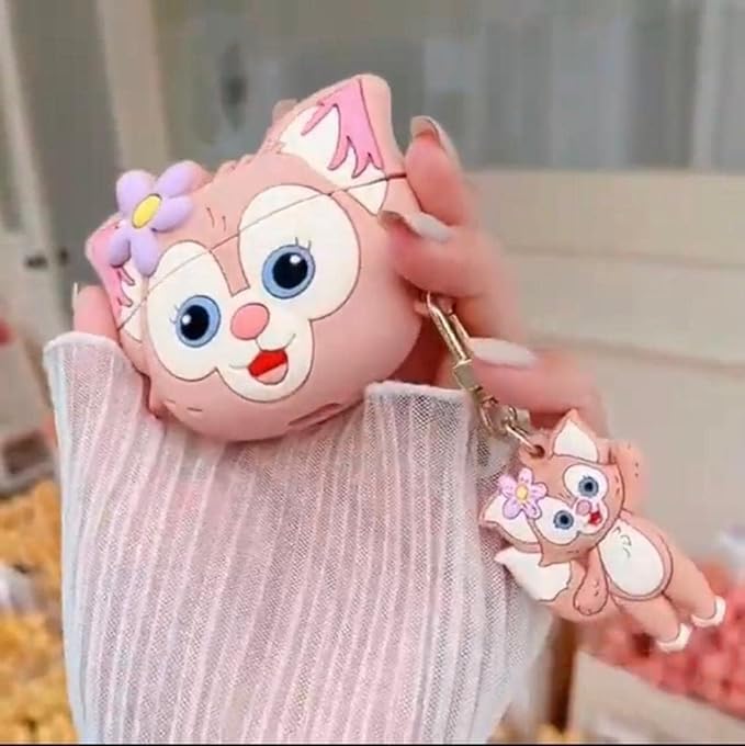 Image of Dezet Cute Soft Silicone Pouh Case for Airpods Pro GEN-2 (2022) � 3D Cartoon Animal Character Cover with Keychain Ring, Shockproof & Dustproof Protective Case for Kids & Girls (CAT CASE)