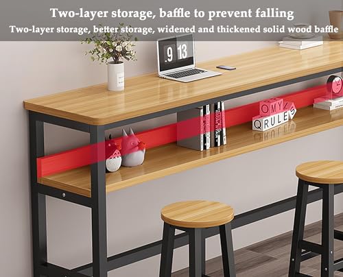 Mesa de bar rectangular alta con marco de metal para zonas compactas 7