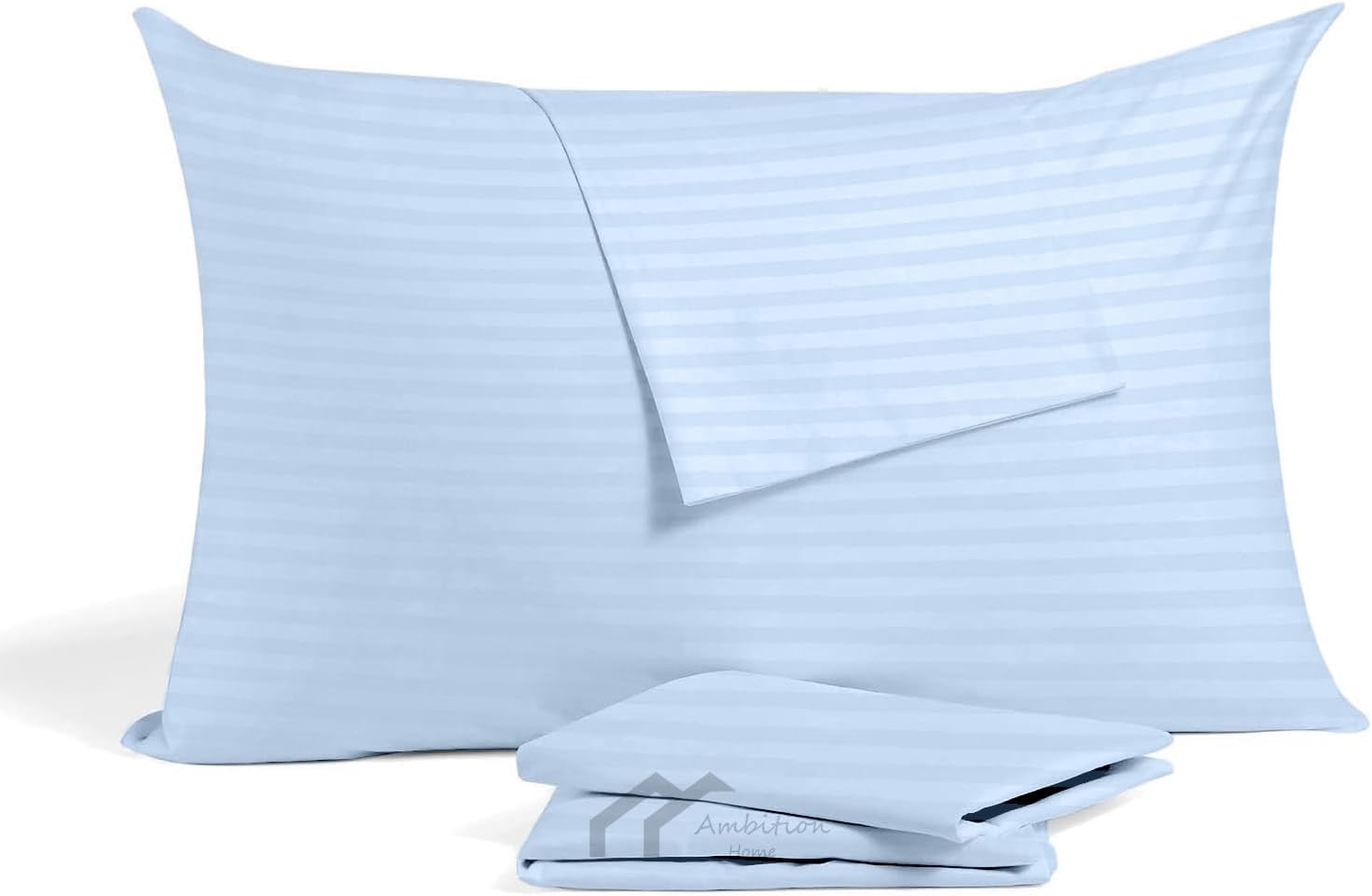 Todder Pillowcase 13x18 Inch, Light Blue with Zipper Closure Pillow Covers, Pack of 2 Small Pillows case 100% Egyptian Cotton, 500 Thread Count Travel Pillow Cover 13"x18", Light Blue Striped