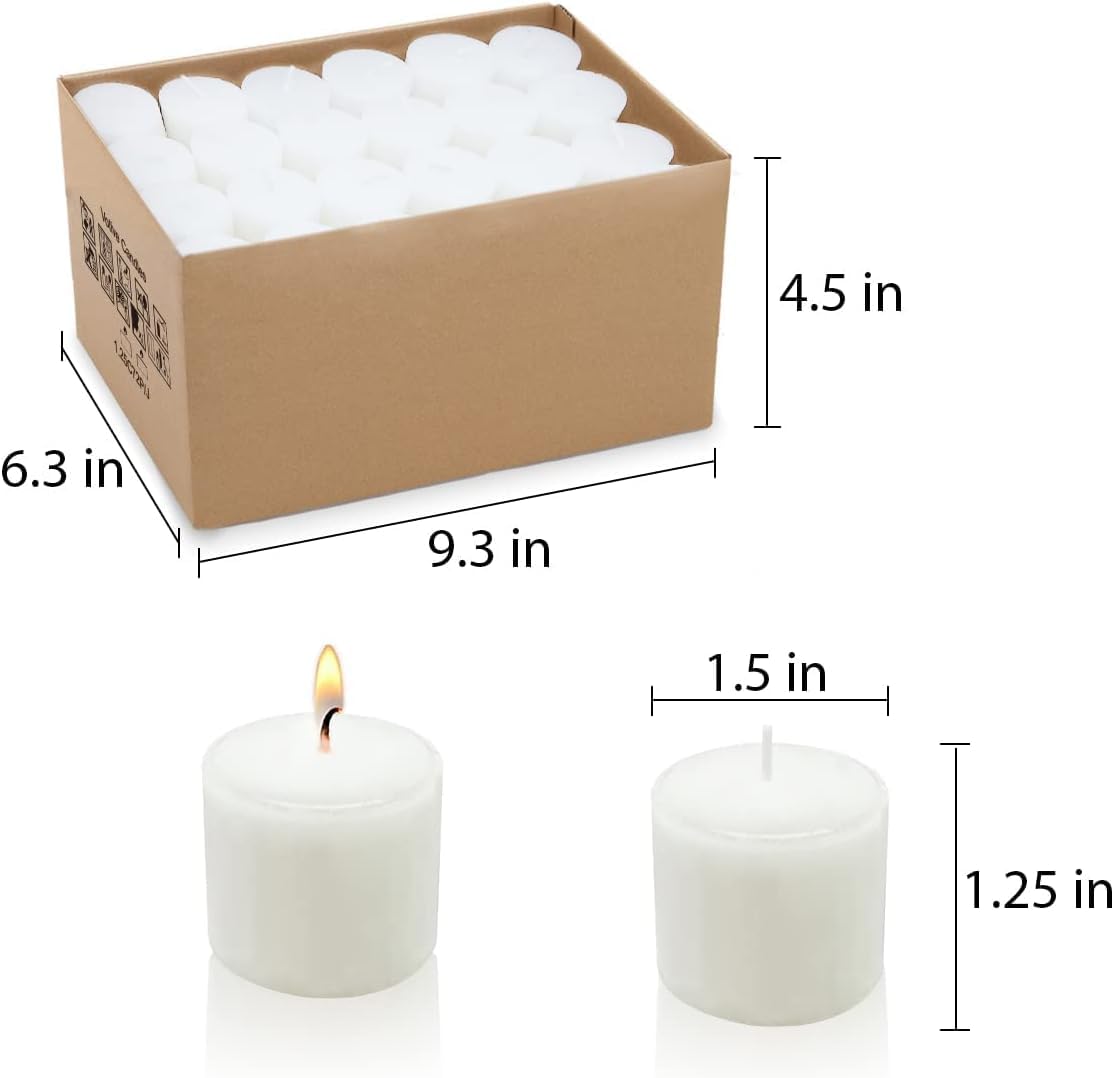 EYUVAA LABEL Paraffin Wax 8 Hrs Burning Unscented Votive Candles For Home Decor, Smokeless Diwali Candles Decoration, Wedding, Centre Table, Birthday, Parties (1.5" X 1.25") (Pack Of 25) 3