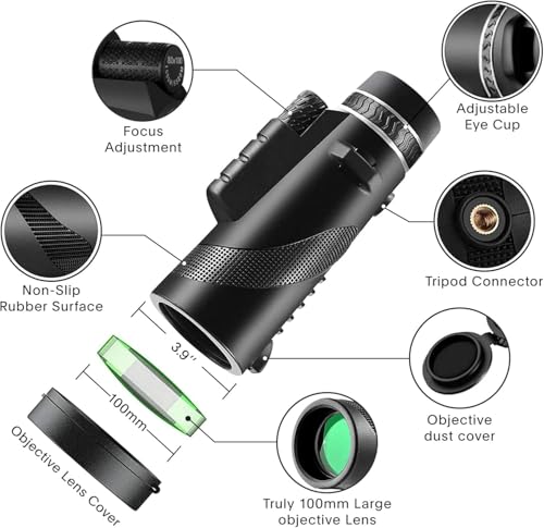image for PhysioPhyx Monocular-Telescope 80x100 High Powered Monoculars High Def