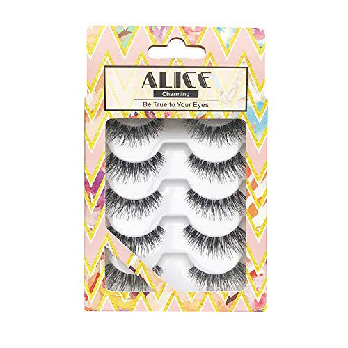 ALICE False Eyelashes Natural Wispy Lashes 5 Pairs Multipack