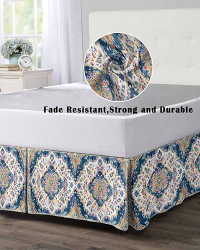 Shine-Home BED SKIRT KING SIZE 18 INCH DROP Navy Blue Boho Wrap Around Bed Skirts thumb #3