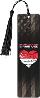 Piguncle Singapore Flag Heart Singaporean 4Pcs Gorgeous Wooden Bookmarks Add Touch Elegance Book Collection Men Women