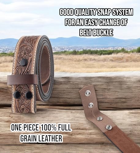 Image of F&L CLASSIC Western Belt without buckle for men - Full Grain Leather Cowboy Belts for jeans - One Piece Leather strap belt