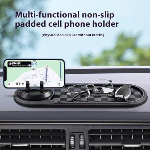 Antirutschmatte Auto, Silikon Auto Antirutschmatte Handy, Multifunktionaler Handyhalter, 360° Drehbar Anti Rutsch Armaturenbrett Matte mit Parknummer Autodekorationen (A)