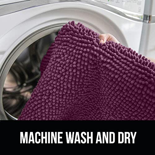 Image of Gorilla Grip Original Shaggy Chenille Square U-Shape Contoured Mat for Base of Toilet, 22.5x19.5 Size, Machine Wash and Dry, Soft Plush Absorbent Contour Carpet Mats for Bathroom Toilets, Eggplant