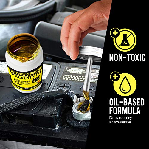 Mission Automotive 4 Oz Brush-On Oil-Based Battery Corrosion Preventative - Made In Usa - Prevents Rust & Corrosion, Increases Life Of Battery, Does Not Dry Or Evaporate #TOP1