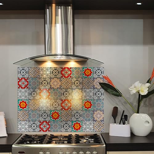 Image of WallDesign Vinyl Mosaic Tile Sticker Self Adhesive - 24 x 32 Inch Durable Surface Decoration Film For Kitchen, Cabinet, Table, Furniture, Wall, Bathroom, Door, Refurbishment