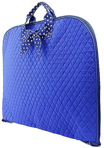review Solid Color Quilted Garment Bag with Polka Dots Ribbon Accent Brown & Pink