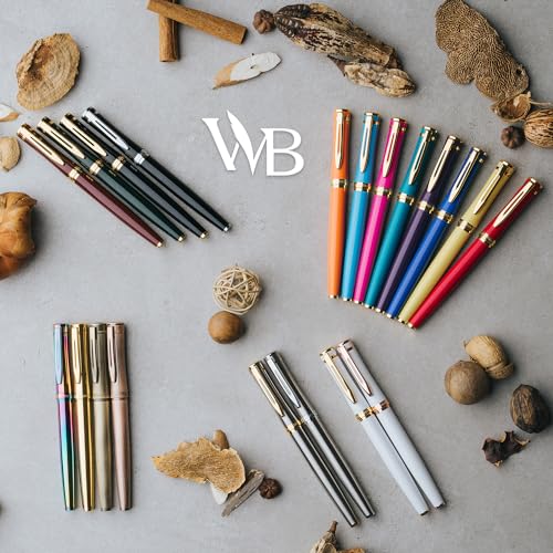 Image of Wordsworth & Black Luxury Fountain Pen Set for Writing, Medium Nib, Brown | Gift for Men & Women, Brass Body, 18K German Iridium, Calligraphy, Converter + 24 Ink Cartridges, Refillable, Leak-Free