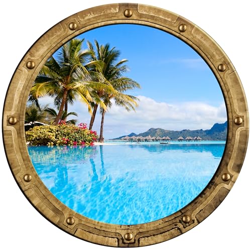 Vinilo Decorativo Ventana Portuaria Isla Tahití 18x18 pulg miniatura 1