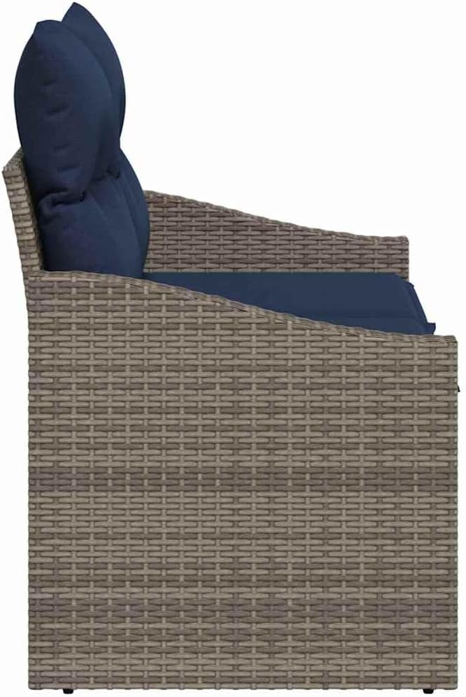 2-Seat Outdoor Loveseat 123 x 62 x 69 cm Gray Poly Rattan & Steel Frame Weather-Resistant Modern Couch for Patio, Balcony, Garden and More