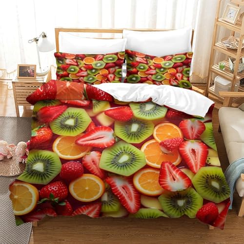 Funda nórdica de microfibra suave 3D con fruta arancione King 3