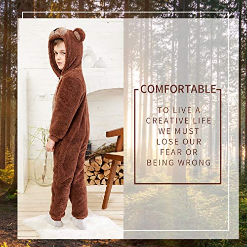 Cosusket Kids Snug Fit Flannel Brown Bear Costume Animal Onesie Pajamas For Boys Girls (Brown Bear, Age: 3 Years) #TOP3