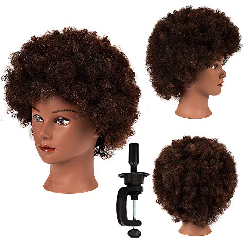 image for N2 African American Mannequin Head with 100% Human Hair Kinky Curly Ha