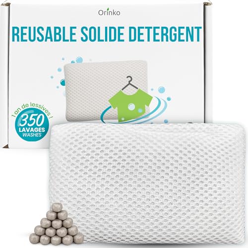 ORINKO Detergente Ecológico Reutilizable con Bolas de Magnesio – 350 Lavados – Bolsa de Algodón Lavable – Alternativa Natural y Sin Residuos para Lavar la Ropa sin Detergente