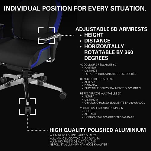 RECARO Exo FX Gaming Stoel I Ergonomische & in hoogte verstelbare game stoel met 5D-armleuningen - voor meer zitcomfort bij professioneel gamen en op kantoor I Gaming Chair Racing Blue - Afbeelding 5