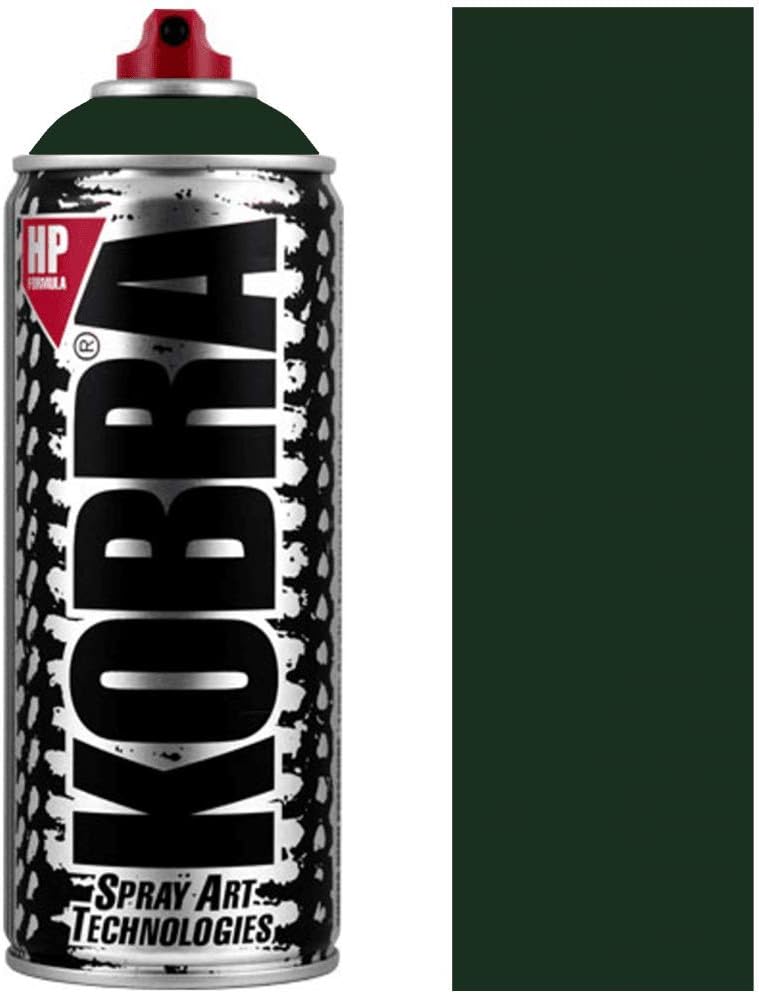 KOBRA HP High Pressure Spray Paint 400ml Can – Professional Grade 100% Acrylic Formula with Matte Finish for Graffiti, Street Art, Crafts & Multi-Surface Use (1050 Black Forest)