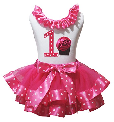 Vestido de cumpleaños 1st cupcake con falda de pétalos para niña