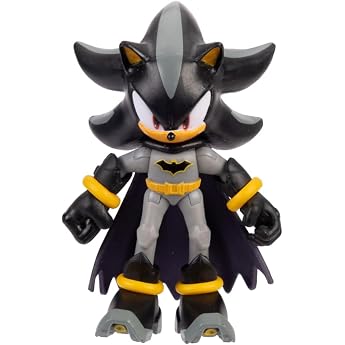 DC x Sonic as Shadow as Batman 6 cm Action Figure, Officially Licensed by Jakks Pacific, Highly Poseable and Detailed Design,