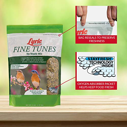 Lyric Fine Tunes Wild Bird Seed - No Waste Bird Food Mix - Attracts Bluebirds, Finches, Chickadees & More - 5 Lb Bag #TOP6