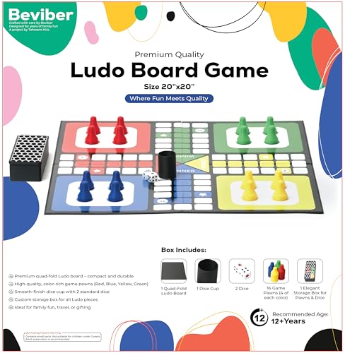 Premium Ludo Juego de Mesa 20x20 Piezas y Dados miniatura 2