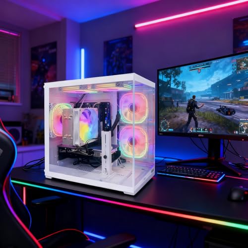 Image of Prebuilt Gaming Desktop Computer | 16G Memory | 512G SSD | AMD Ryzen5 6Cores 3.6G Up to 4.1G | RX 560 4G Graphics Card | Wi-Fi 6 | Gamer PC White