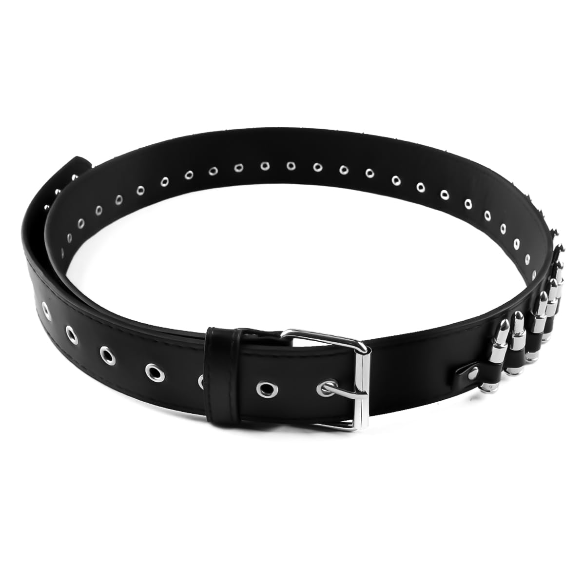 Lotsdonxia Unisex Black Studded Rivet Belt – Punk Bullet Y2k Style Belt Adjustable Waist Belt For Jeans, Dresses, And Everyday Outfits