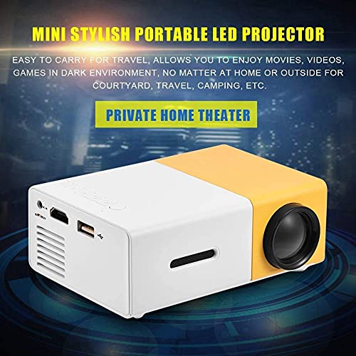 Mini Beamer Portable 320 * 240 Fysieke resolutie LED Beamer voor Home Theater Projector Ondersteuning 1080P HDMI, AV, USB, Laptop PC Telefoon Binnen/Buiten Pocket Projector Gift (Geel) - Image 6