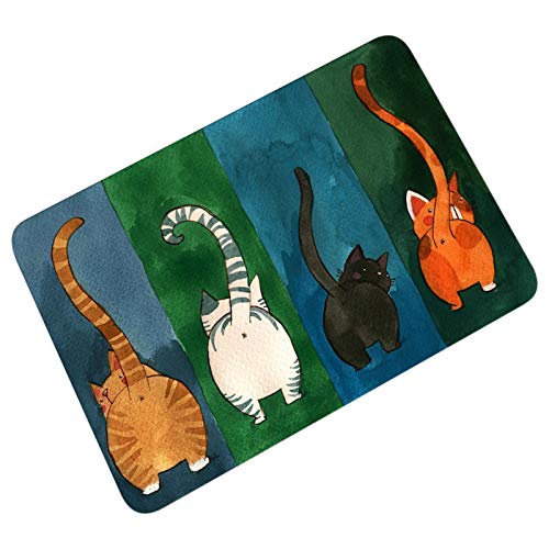 Seasaleshop Tapis d'Entree Interieur, Paillasson D'entrée Antidérapant, Patron De Chat, Tapis Rectangulaire, Tapis Chat en PVC, 40X60cm