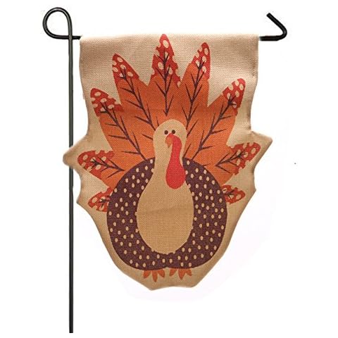 AISHNE Thanksgiving Flag Turkey Sculpted Double-Sided Burlap Garden Flag Thanksgiving Yard Flag Cover