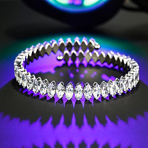 Cubic Zirconia Adjustable Cuff Bracelet for Women Men, White Gold Plated CZ Bracelet and Anklets Chain3