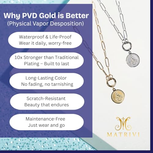 Miraculous Medal - Virgin Mary Necklace - Paperclip Necklace for Women - Family Owned Brand - Made in USA - Stainless Steel Chain - Tarnish Free Gold Jewelry2