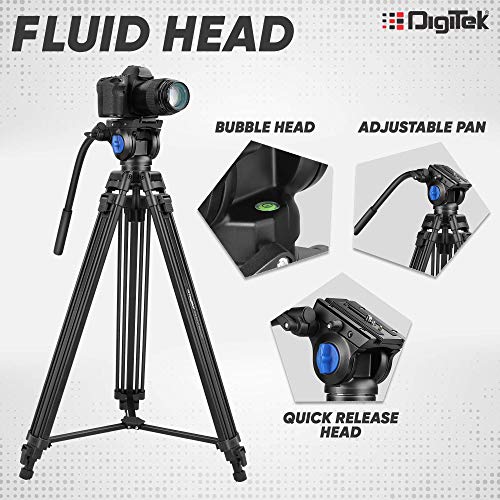 Digitek Professional Video Aluminium Tripod with Multipurpose Head for Low Level Shooting, Panning f amazinggiftidea-com