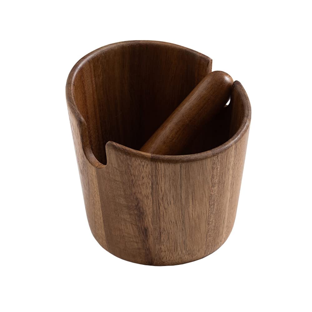 5 inch Coffee Knock Box espresso knock box Wood Bin for Espresso Machine Coffee Grounds Acacia wood Knock