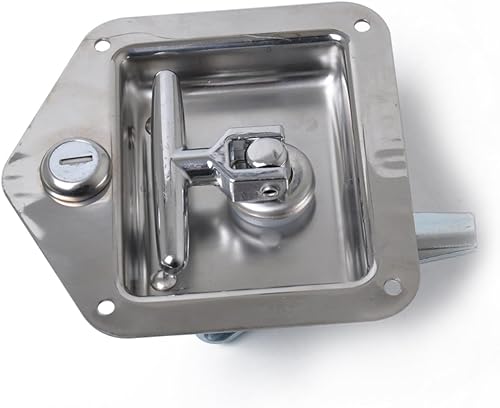 Miniatura 3 de Cerradura plegable de acero inoxidable con mango en forma de T para remolque de camión, diseño ajustable, plata, 5.90 x 4.76 x 2.67 pulgadas