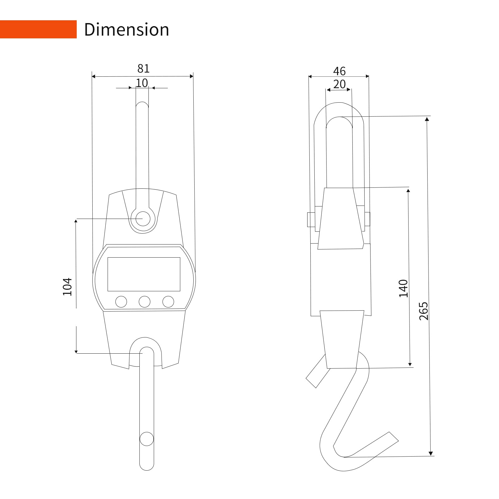 Escala de Pescado Profesional de 300 kg Mini Escala Colgante Grúa de Gancho Portátil Báscula Electrónica de Alta Resistencia Herramienta de Medición de Peso con Sensor Preciso (sin batería)