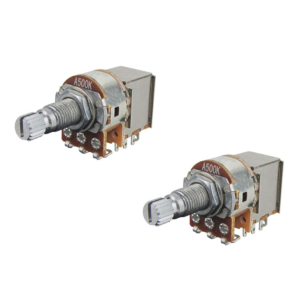 FLEOR A500K Push Pull Potentiometer Audio Cone Pots 18mm Long Split Shaft for Electric Guitar Control Switch Parts Pack of 2